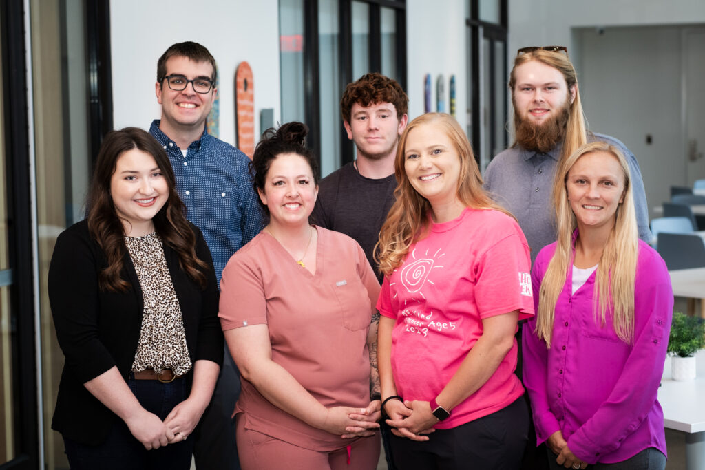 The recipients of the Anderson Behavioral Health Scholarship and the Dr. Jerry and Norma Hamm Scholarships gather for a photograph at the John Parolo Education Center.