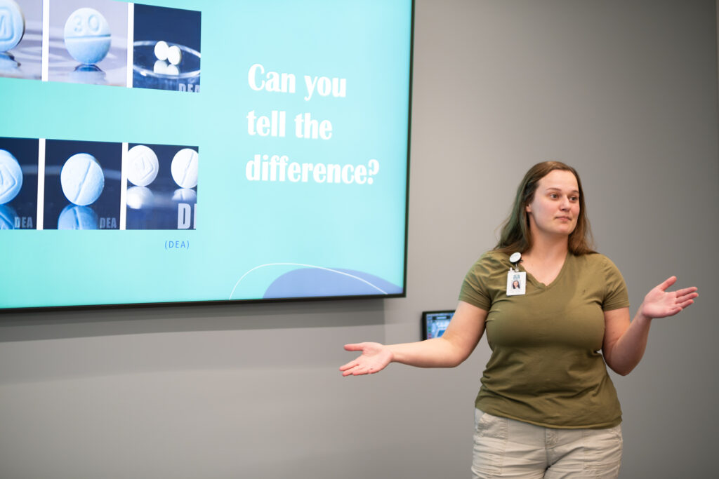 Woman presenting in classroom